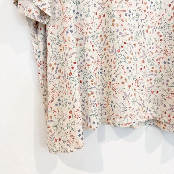 Woolovers Floral Pleat Detail Sleeve Crew Neck Top Boho Peasant Casual Bohemian - Picture 4 of 8